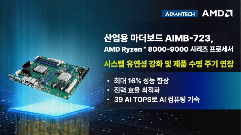 어드밴텍 AIMB-723 산업용 메인보드, AMD Ryzen™ 8000·9000 시리즈 프로세서 지원